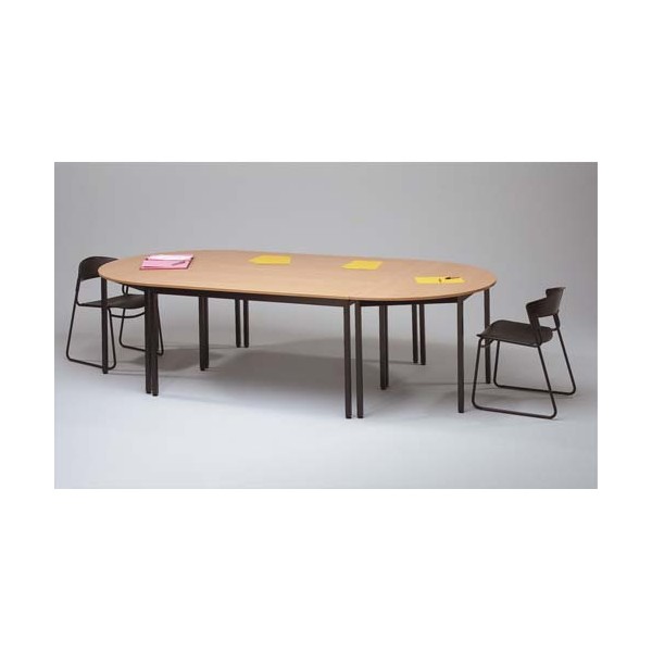 SODEMATUB Table polyvalente demi-rond diamètre 140 cm hêtre/noir
