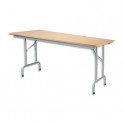 Table pliante Rico, plateau mélaminé Hêtre naturel et structure aluminium - L140 x P80 cm
