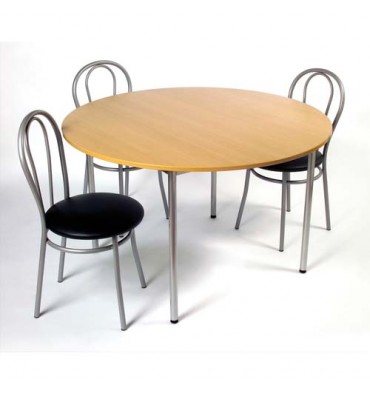 SODEMATUB Table collectivité hêtre aluminium cafétéria ronde diamètre 120 cm