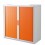 PAPERFLOW Armoire basse démontable EasyOffice corps polystyrène teinté blanc et rideau orange