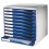 LEITZ Bloc de classement 10 tiroirs - Structure grise / Tiroirs bleus