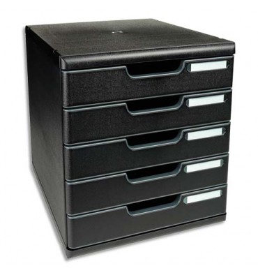 EXACOMPTA Module de classement 5 tiroirs format A4+ - 28,8 x 32 x 35 cm - noir