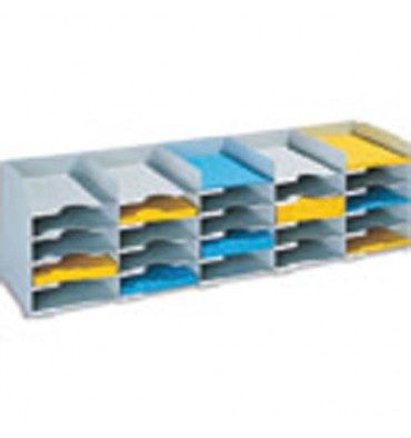 PAPERFLOW Bloc classeur à 20 cases fixes pour doc A4 capacité 500 feuilles 89,7 x 31,3 x 30,4 cm gris