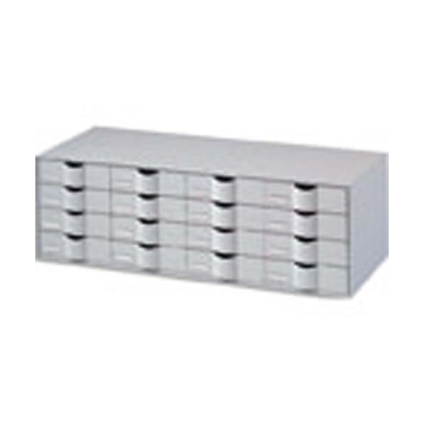 PAPERFLOW Bloc classeur à 16 tiroirs pour documents 24 x 32 cm - 107,6 x 32,9 x 34,2 cm gris