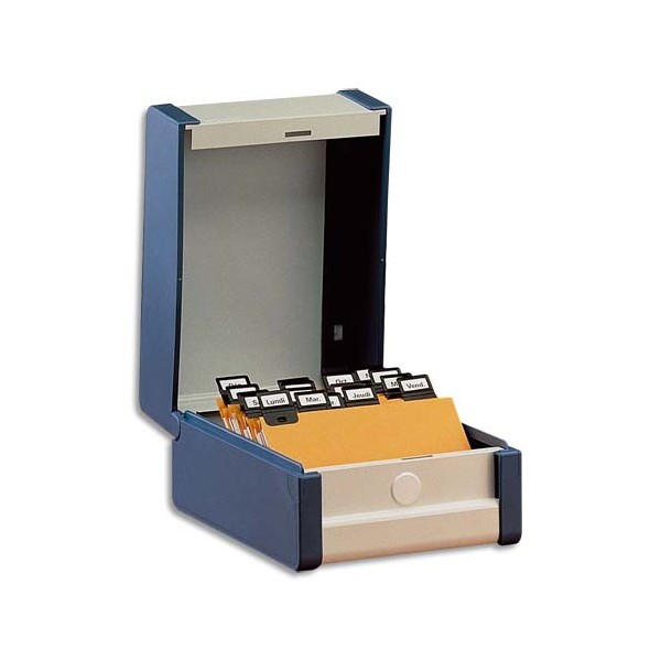 REXEL Boîte à fiches Provence format A7 en largeur H75 x P125 mm gris, livré avec séparateur métallique