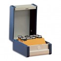 REXEL Boîte à fiches Provence format A5 en largeur H148 x P210 mm bleu, livré avec séparateur métallique