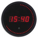 ALBA Horloge à led Horled cadre plastique noir lentille en verre D 30 cm affichage numérique rouge à quartz