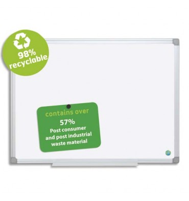 BI-OFFICE Tableau blanc émaillé recyclable cadre aluminium, format 60 x 90 cm