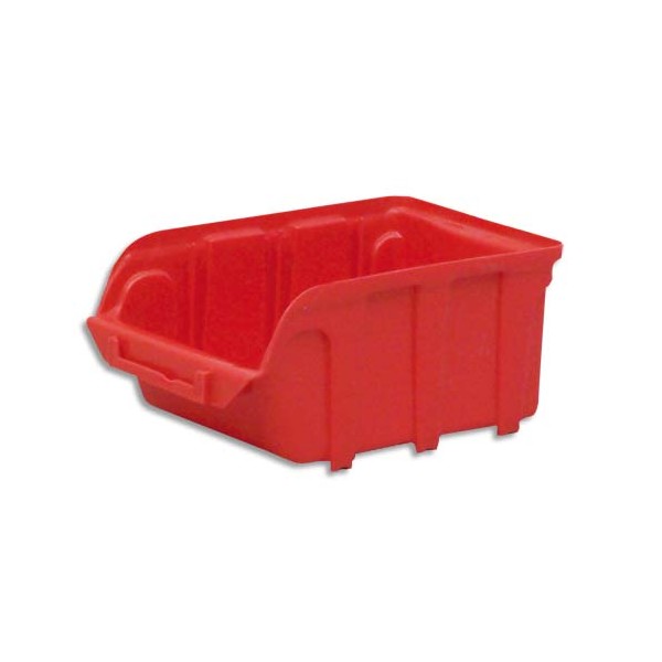 VISO Bac de rangement à bec 1L Tekni avec porte étiquette en polypropylène rouge 10 x 7 x 16 cm