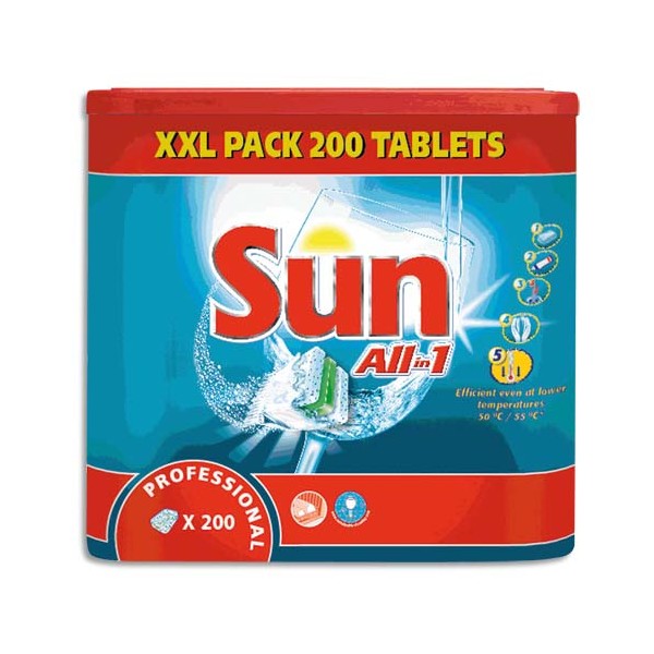 SUN PROFESSIONAL Boîte de 200 tablettes pour lave-vaisselle tout en 1 maxi pack