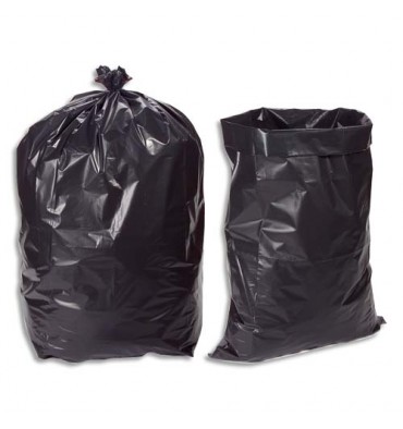 SACS POUBELLES Boîte de 100 sacs poubelle 130 litres noir très résistant 75 microns