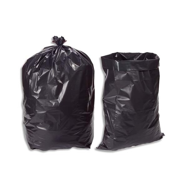 SACS POUBELLES Boîte de 100 sacs poubelle 100 litres noir pour gravats 140 microns