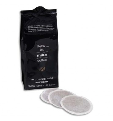 MIKO CAFE Sachet de 18 Dosettes souples de café 7g Pads Suprême expresso extra 100% Arabica