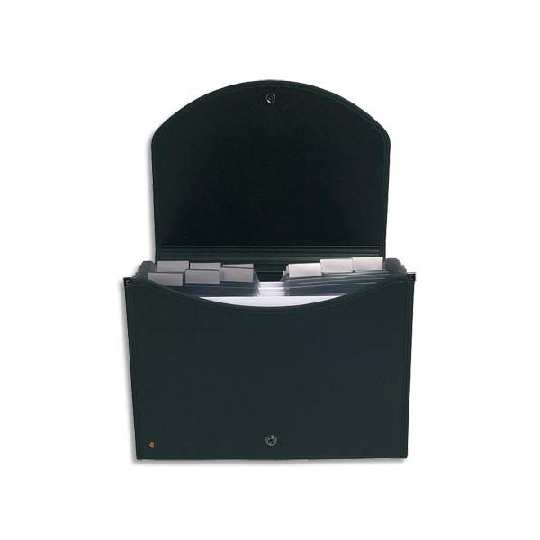 EXACOMPTA Trieur valisette noir en polypropylène Exacase avec 13 compartiments, dos extensible, onglets personnalisables