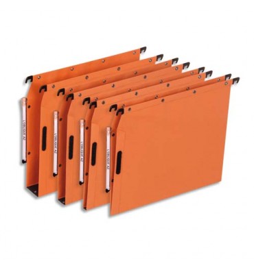 L'OBLIQUE AZ BY ELBA Boîte de 25 dossiers suspendus ARMOIRE en kraft 240g. Fond 15 mm, Velcro. Orange