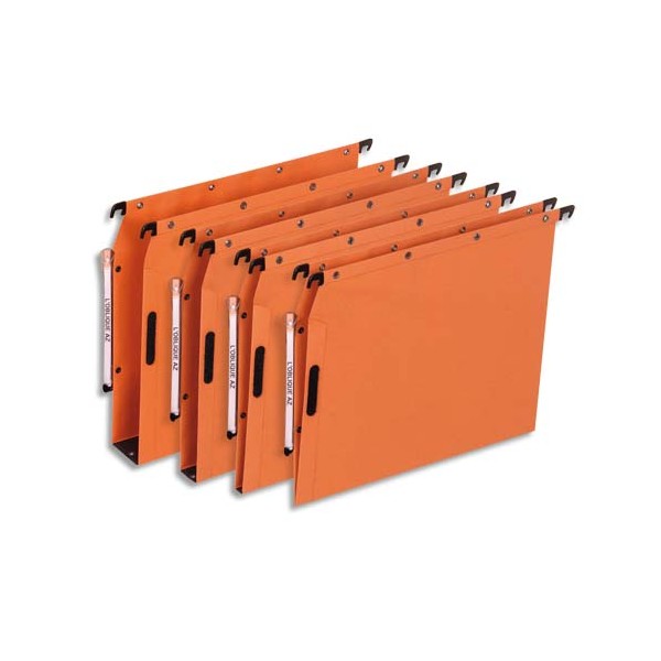 L'OBLIQUE AZ BY ELBA Boîte de 25 dossiers suspendus ARMOIRE en kraft 240g. Fond 50 mm, Velcro. Orange