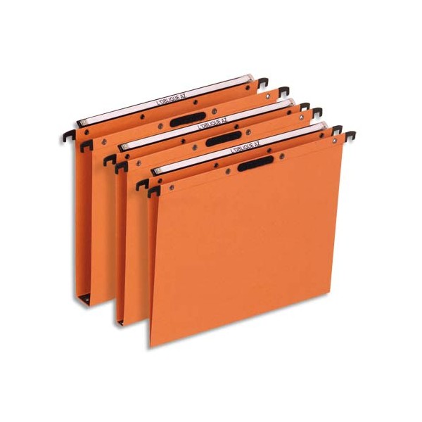 L'OBLIQUE AZ BY ELBA Boîte de 25 dossiers suspendus TIROIR en kraft 240g. Fond 15 mm, Velcro. Orange