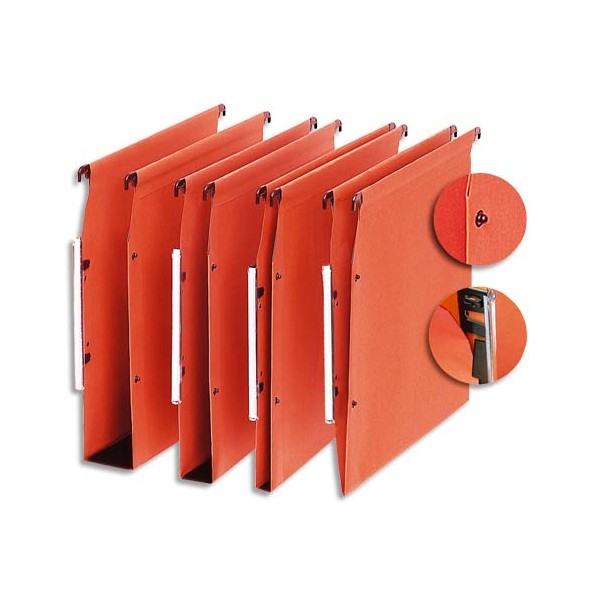 5 ETOILES Boîte de 25 dossiers suspendus ARMOIRE en kraft 220g. Fond 30 mm, volet agrafage + pression. Orange
