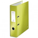 LEITZ Classeur à levier 180° WOW, dos 8 cm, en carton pelliculé intérieur et extérieur, coloris vert