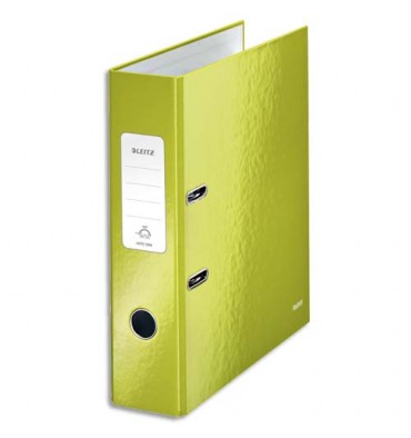 LEITZ Classeur à levier 180° WOW, dos 8 cm, en carton pelliculé intérieur et extérieur, coloris vert