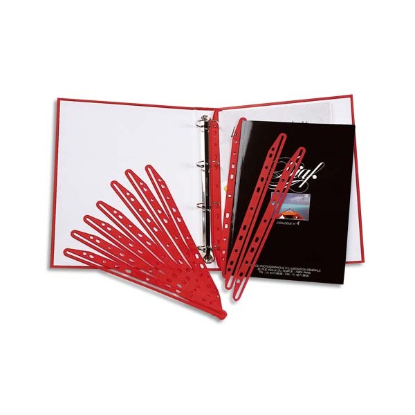 5 ETOILES Paquet de 100 bandes perforées porte-revues MAGI CLIP rouge