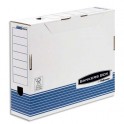 BANKERS BOX Boîtes archives SYSTEM format A3, dos de 10 cm, montage automatique, carton recyclé blanc/bleu