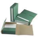 EXTENDOS Dossier pour archivage à 3 rabats, dos de 7 cm, en carton vert, fermeture par élastique