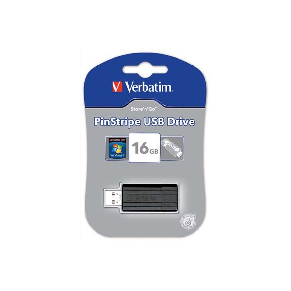 VERBATIM Clé USB 2.0 Store 'n' Go PinStripe 16Go Noir 49063 + redevance