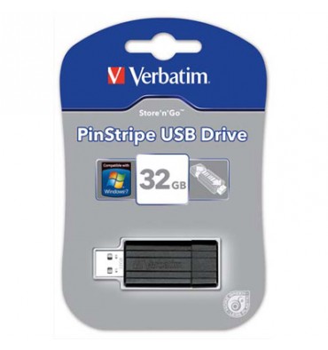 VERBATIM Clé USB 2.0 Store 'n' Go PinStripe 32Go Noir 49064 + redevance