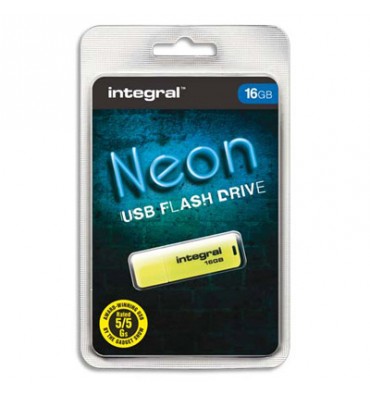INTEGRAL Clé USB 2.0 NEON 16Go Jaune INFD16GBNEONYL+ redevance