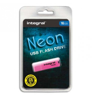 INTEGRAL Clé USB 2.0 NEON 16Go Rose INFD16GBNEONPK + redevance