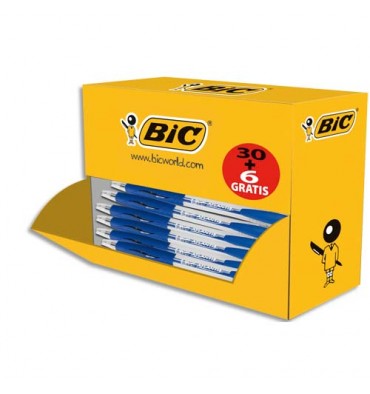 BIC Pack éco de 30 + 6 stylos bille ATLANTIS bleu, pointe moyenne, rechargeable, bille indéformable