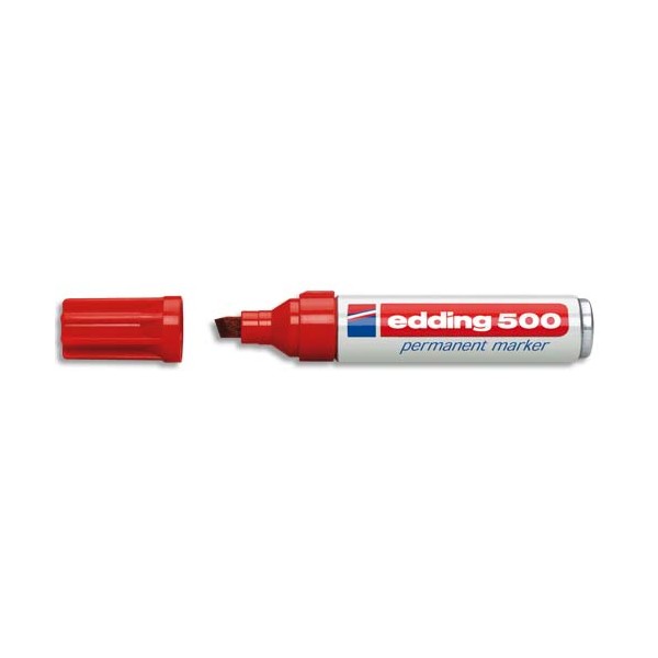 EDDING Marqueur Edding 500 permanent, corps aluminium, pointe biseautée - coloris rouge
