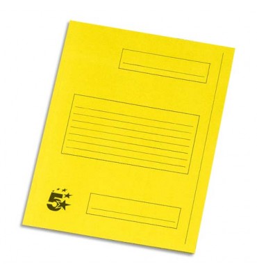 5 ETOILES Paquet de 50 Chemises à 2 rabats pour dossiers-suspendus, coloris jaune