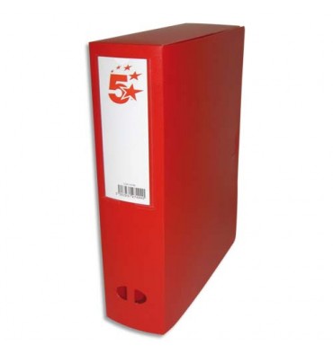 5 ETOILES Boîte de classement dos de 8 cm, en polypropylène 7/10e, coloris rouge