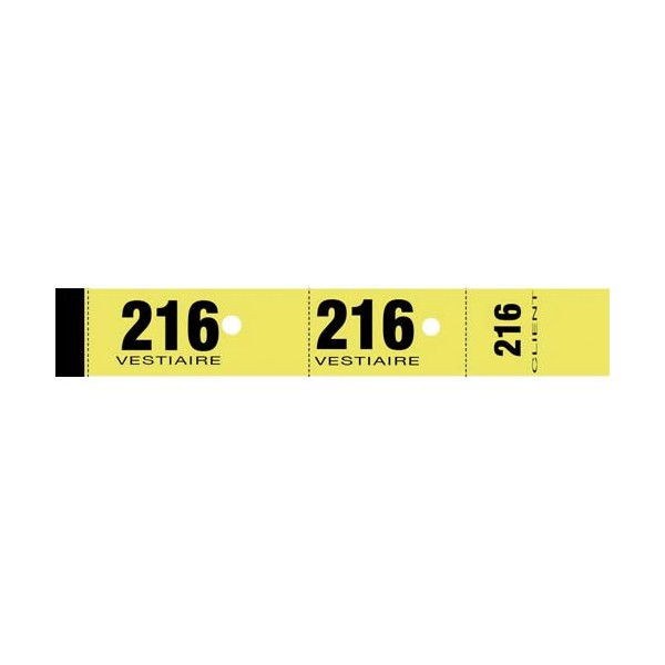 ELVE Blocs de 50 tickets vestiaire 3 x 20 cm jaune