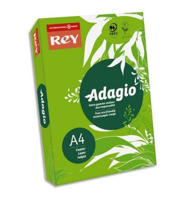 REY BY PAPYRUS Ramette de 500 feuilles papier couleur ADAGIO+ 80g A4 vert intense