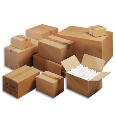 EMBALLAGE Paquet de 20 caisses américaine simple cannelure en kraft écru - Dimensions : 50 x 40 x 30 cm