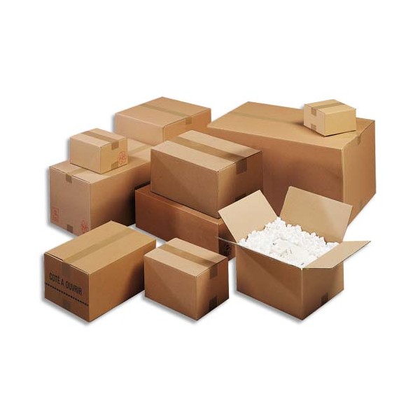 EMBALLAGE Paquet de 20 caisses américaine simple cannelure en kraft écru - Dimensions : 50 x 40 x 40 cm