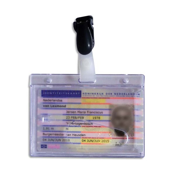 PAVO Boîte de 50 badges transparents rigides à pince métal pour carte magnétique format 86 x 54 mm