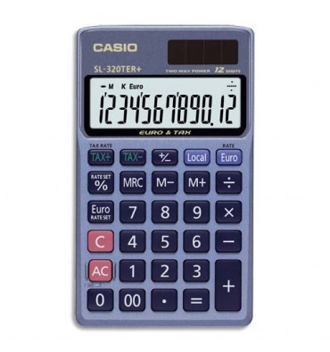 CASIO Calculatrice de poche à 12 chiffres SL320TER, coloris bleu