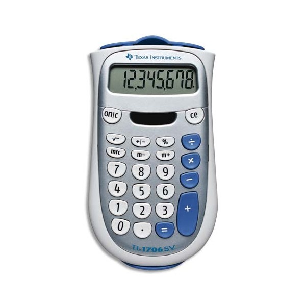TEXAS INSTRUMENTS Calculatrice 8 chiffres TI 706SV, coloris gris et bleu