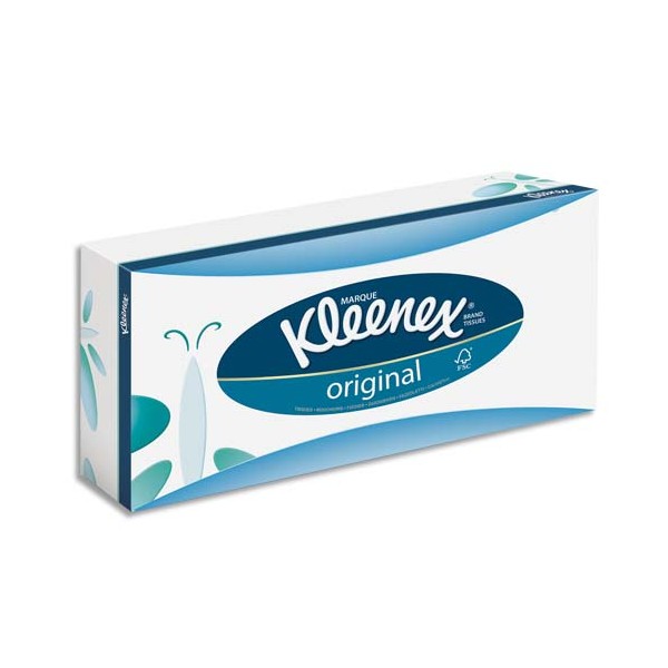 KLEENEX Boîte rectangulaire de 72 mouchoirs 3 plis, format 20 x 20 cm coloris blanc