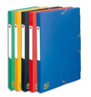 5 ETOILES Boîte de classement à élastique en carte lustrée 7/10e, dos de 4 cm, coloris assortis