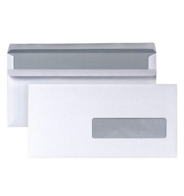 NEUTRE Boîte 500 enveloppes autocollantes 80g format DL 110 x 220 mm fenêtre 35 x 100 mm