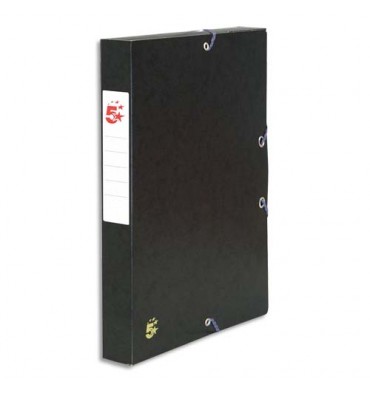 5 ETOILES Boîte de classement à élastique en carte lustrée 7/10e, dos de 4 cm, coloris noir
