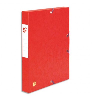 5 ETOILES Boîte de classement à élastique en carte lustrée 7/10e, dos de 4 cm, coloris rouge