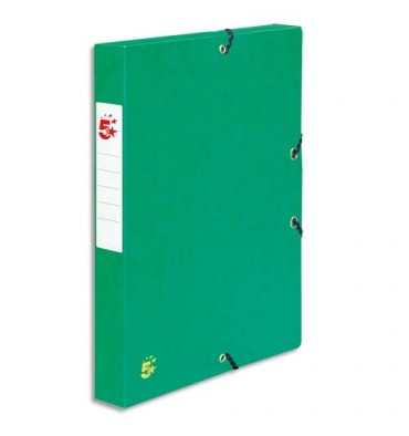 5 ETOILES Boîte de classement à élastique en carte lustrée 7/10e, dos de 4 cm, coloris vert