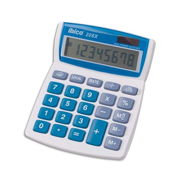 IBICO Calculatrice de bureau à 8 chiffres 208X, coloris gris et bleu