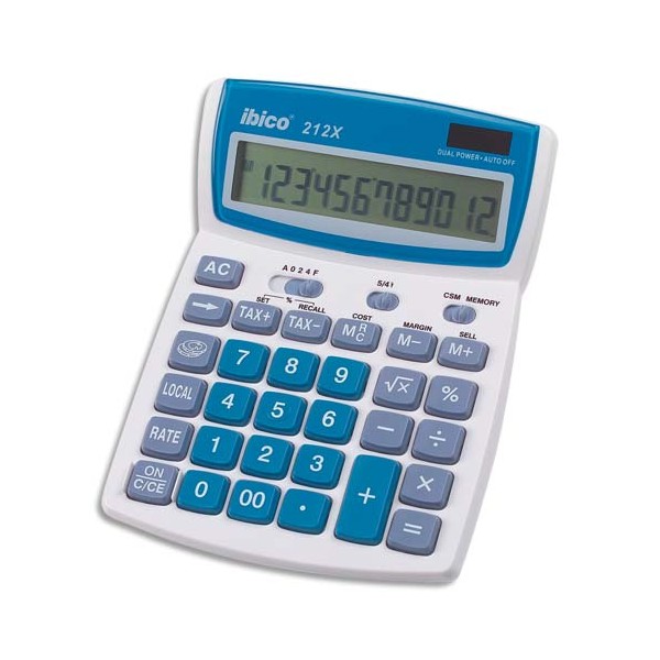 IBICO Calculatrice de bureau à 12 chiffres 212X, coloris gris et bleu